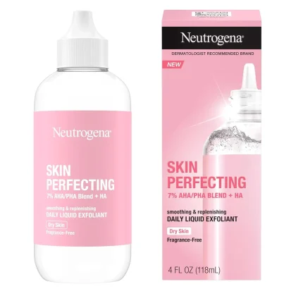 Neutrogena Skin Perfecting 7% Aha/Pha Blend + Ha Smoothing & Replenishing Daily Liquid Exfoliant For Dry Skin